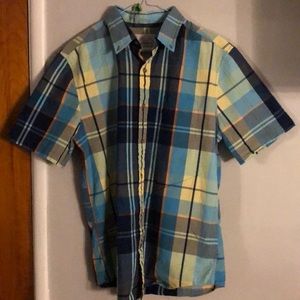 St John's Bay Blue Yellow Button Down Shirt